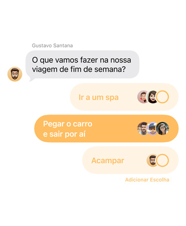 O app Mensagens mostrando o recurso de enquetes em uso
