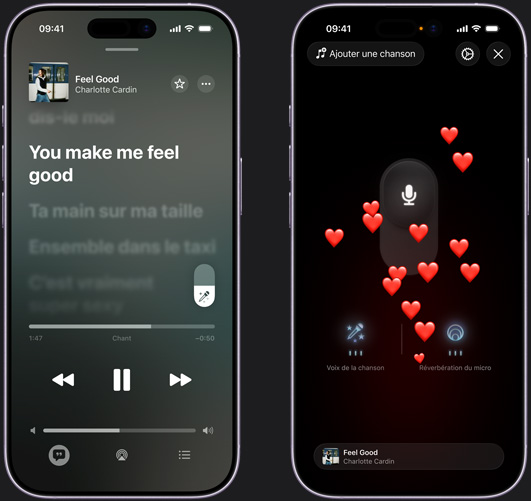 Mode Apple Music Chant sur iPhone pour la chanson Feel Good de Charlotte Cardin