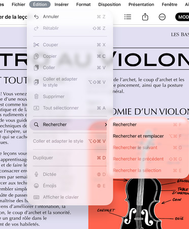 Gros plan sur la barre des menus présentant les options Annuler, Rétablir, Couper, Copier, Coller et plus