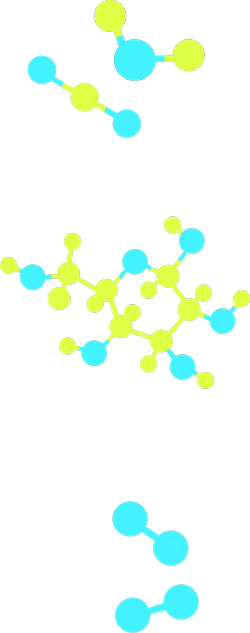 Twee moleculaire modellen: een van koolstofdioxide en een van water.