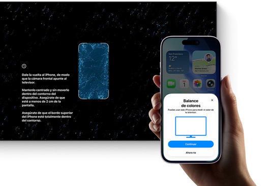 Un iPhone que se usa para calibrar el color de un televisor