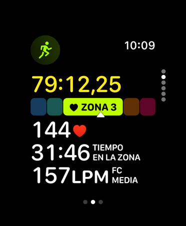 App Entreno, métricas de Zonas de Frecuencia Cardiaca, frecuencia cardiaca en la zona 3