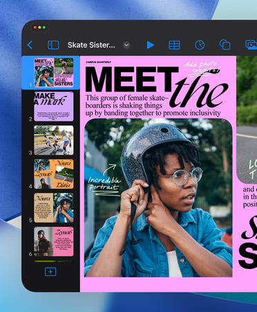Een openstaand Keynote-venster toont de strakke, gestroomlijnde regelaars.