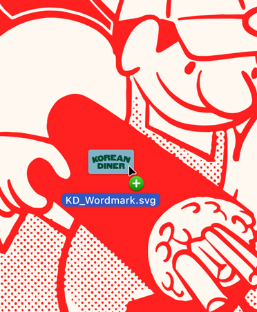 رسم بلون أحمر وأسلوب كرتوني لمطعم Korean Diner‏