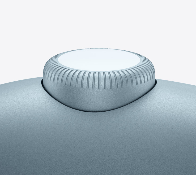 AirPods Max 2 koptelefoon, kleur blauw, detail van Digital Crown