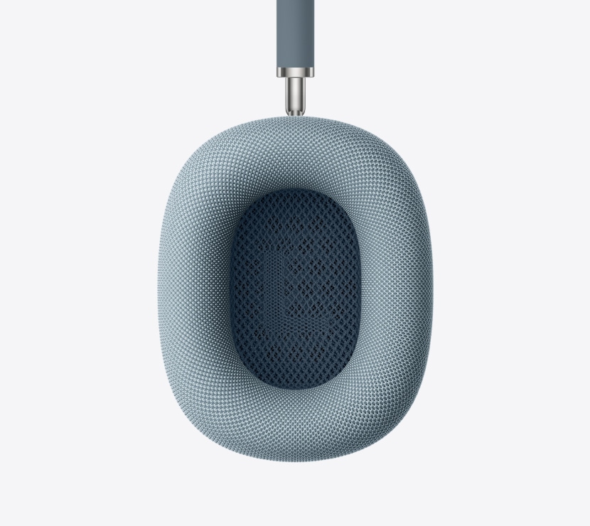 AirPods Max 2 koptelefoon, kleur blauw, detail van binnenkant van oorkussen
