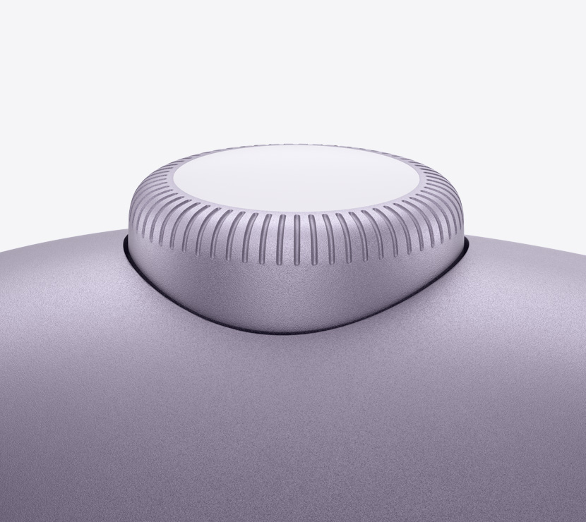 AirPods Max 2 koptelefoon, kleur paars, detail van Digital Crown