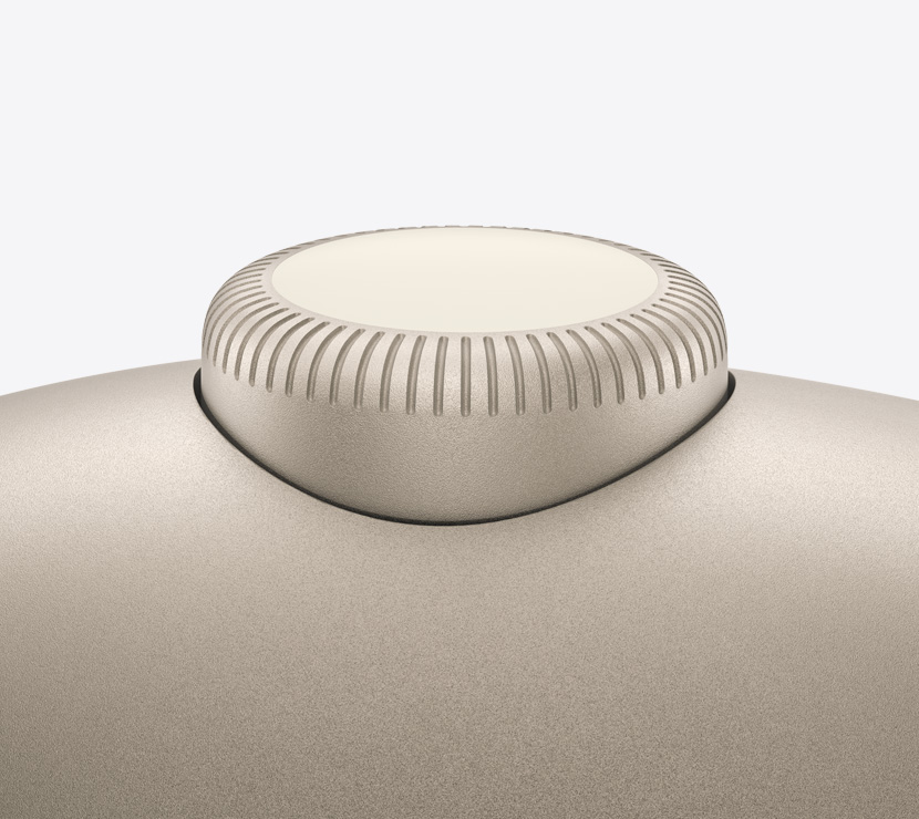AirPods Max 2 koptelefoon, kleur sterrenlicht, detail van Digital Crown