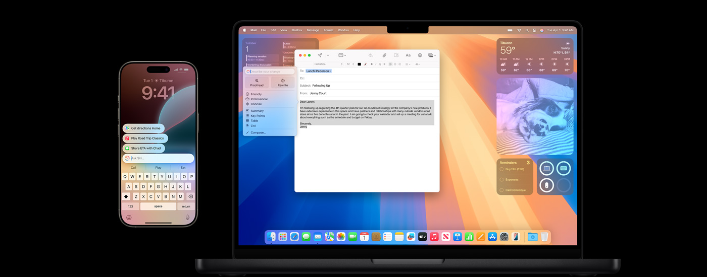 Een iPhone en een Mac met Apple Intelligence.