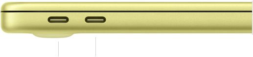 13‑inch MacBook Neo met A18 Pro, dichtgeklapt, linkerkant met USB 3-poort (USB‑C) en USB 2-poort (USB‑C)