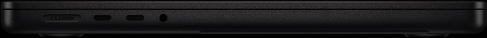 Aan de linkerkant: MagSafe, twee Thunderboltpoorten en een mini-jack-aansluiting