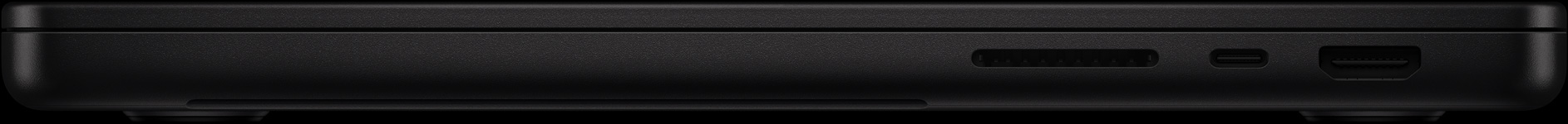 Aan de rechterkant: SDXC, één Thunderboltpoort en HDMI