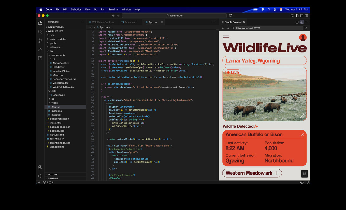 Een MacBook Pro-scherm met programmeercode voor een app in Visual Studio Code