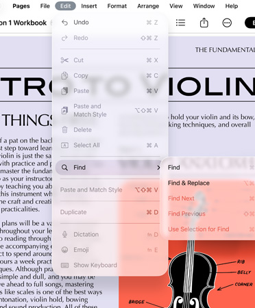 Close-up van de menubalk met opties voor Ongedaan maken, Herstellen, Knippen, Kopiëren, Plakken en meer