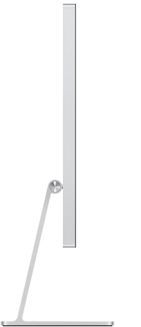 شاشة Studio Display مثبتة على قاعدة يمكن تعديل درجة ميلها، معروضة من الجهة الجانبية